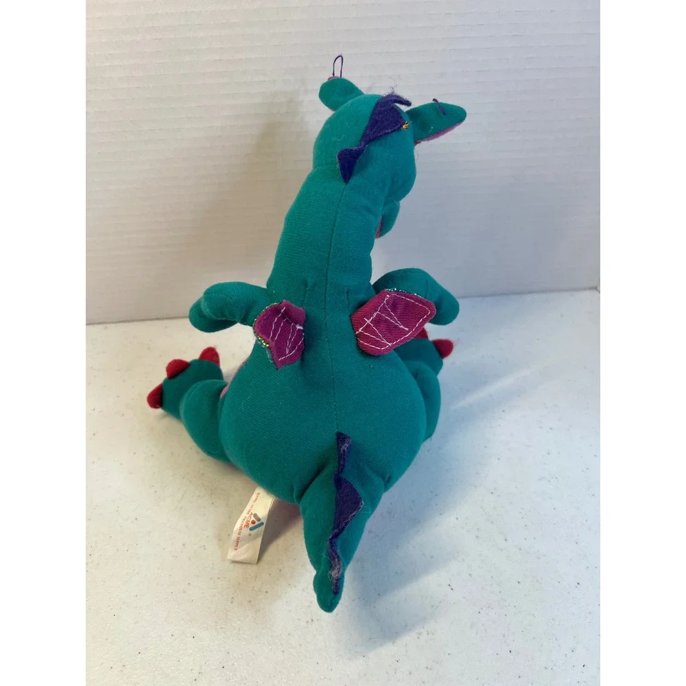 Vintage 1995 Acme Premium Supply Dragon Plush Teal Pink Purple 10